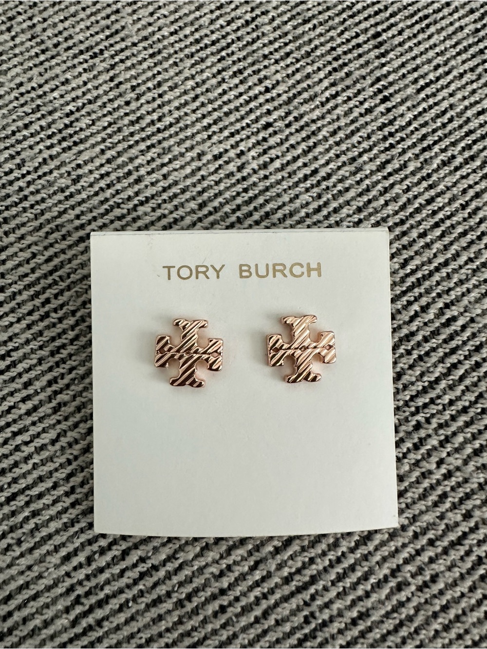 NWT Tory Burch Textured Rope Logo Stud Earring 159238